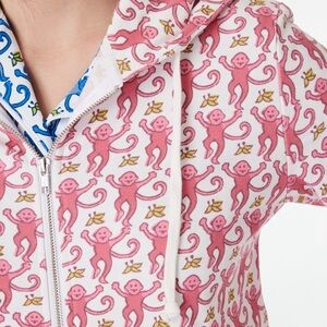 Roller Rabbit Monkey Pattern Hoodie